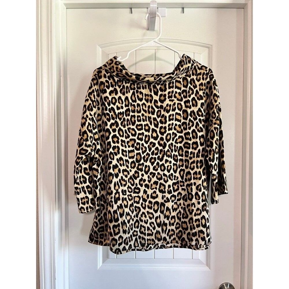 Chico's Leopard Print Cowl Neck Top